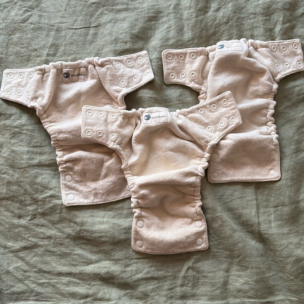 LOT 3 Babee Greens Classic Merino Wool Cloth Diaper Cover - Size Small - EUC